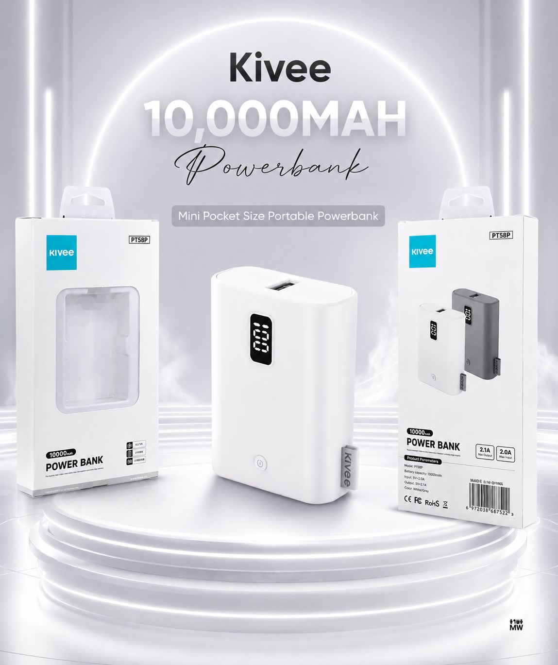 🔋 Kivee PT58P 10,000mAh Power Bank 🔥