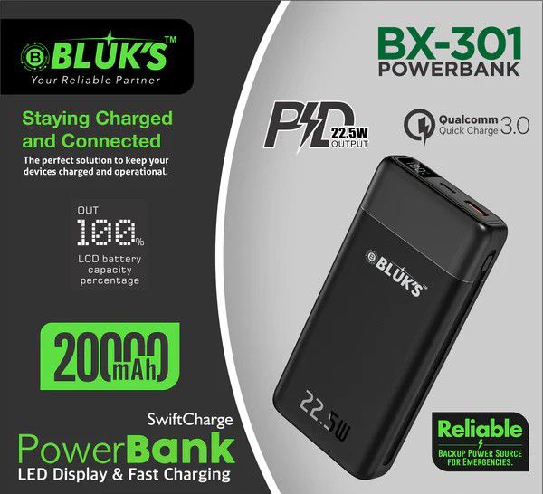Bluk’s BX-301 Power Bank – 20,000mAh ⚡