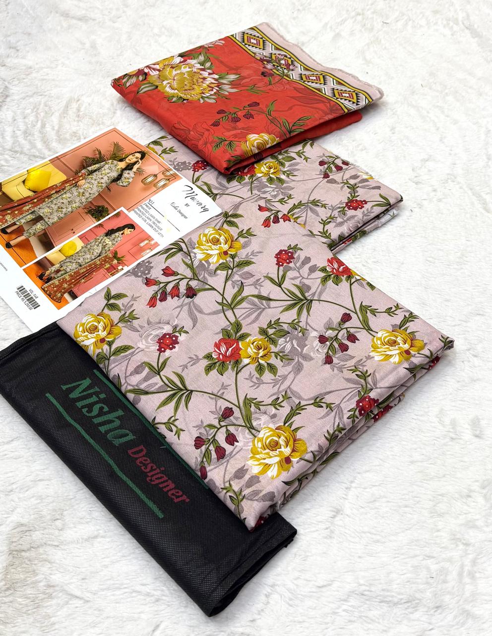 🌸 Nisha Designer – 100% Original 3PC Printed Lawn Collection 🌸