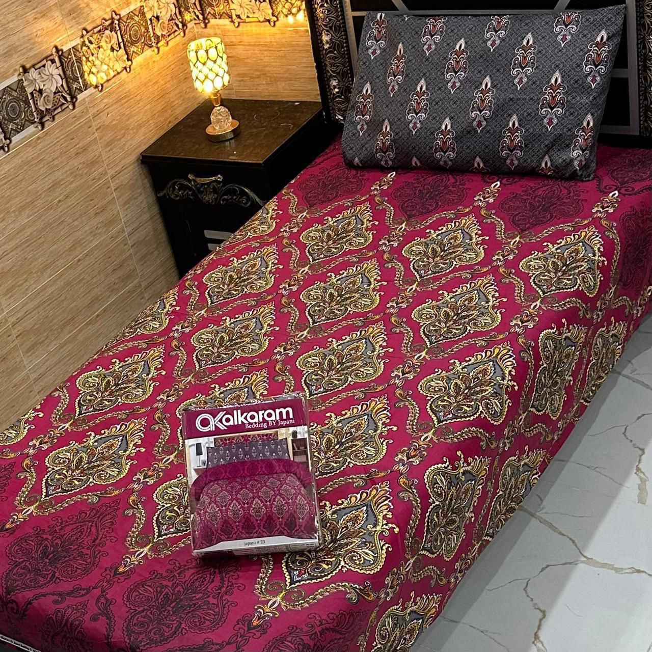 ✨ Alkaram 4PC Mix Cotton Single Pair Bedsheets ✨