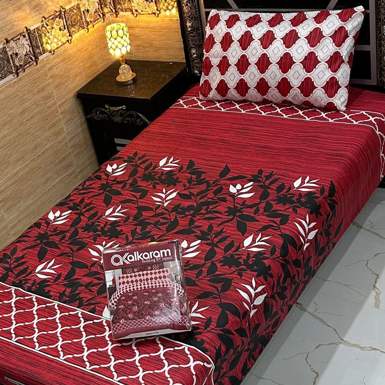 ✨ Alkaram 4PC Mix Cotton Single Pair Bedsheets ✨