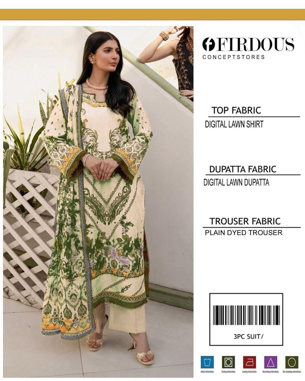 💖 Firdous 3-Piece Printed Lawn Suit 💖