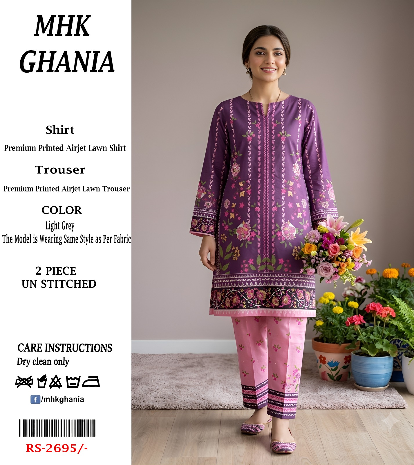 💖 Brand: MHK GHANIA 💖  👗 2 Piece Printed Lawn Collection
