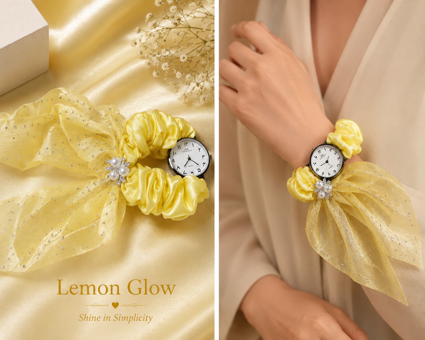 🌸⌚ China Dot Printed Scrunchie Watch – For Her ⌚