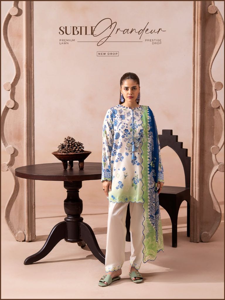 Subtle Grandeur – Azure Blue & Lime Botanical